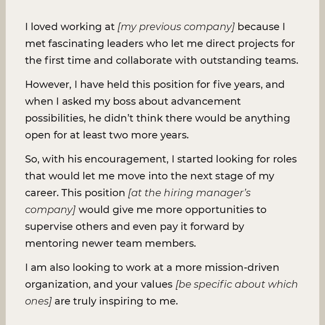 How to articulate your reason for job change in a positive light ivy exec